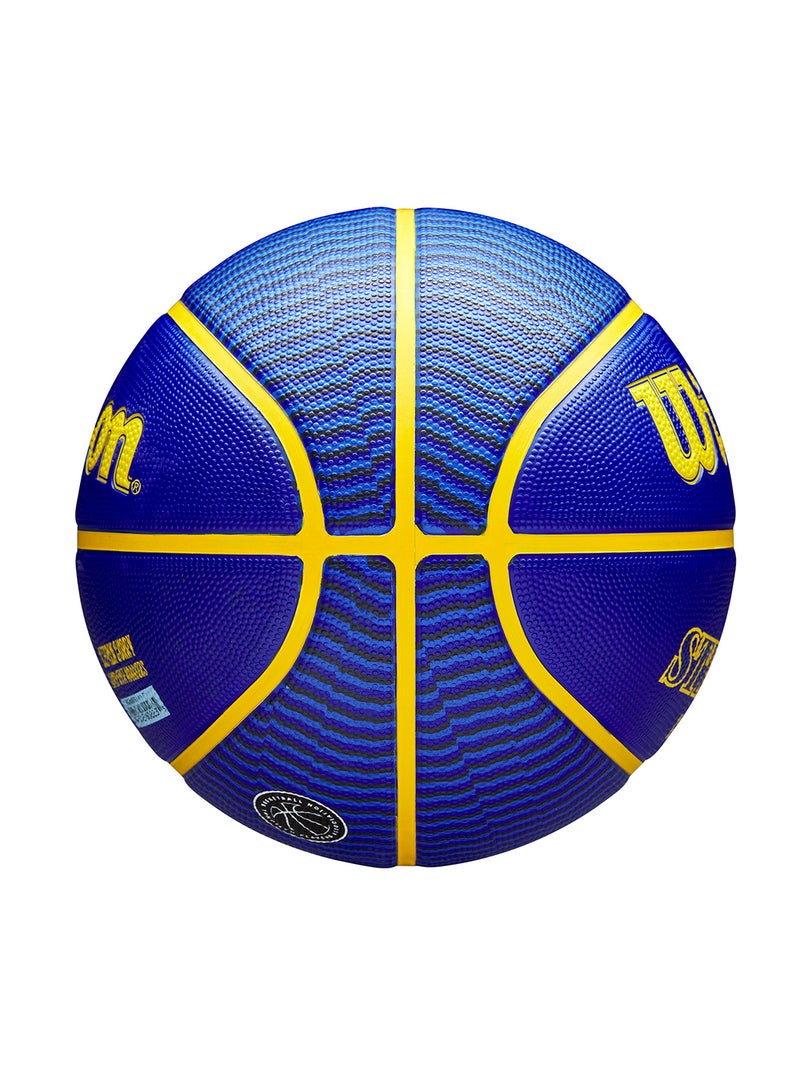 NBA Player Icon Outdoor Basketball - Curry - Size 7 for +12 years old and Adults - Blue/Yellow
