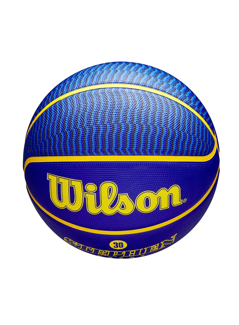 NBA Player Icon Outdoor Basketball - Curry - Size 7 for +12 years old and Adults - Blue/Yellow