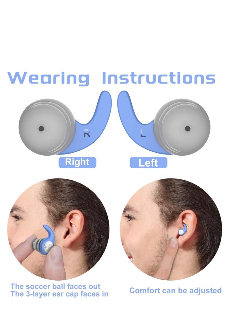 Swimming Ear Plugs Waterproof Earplugs - 3 Pairs Silicone Reusable Swim Ear Plugs for Adult Kids, Water Sports Earplugs for Showering, Bathing, Surfing - Keep Ear Water Out.