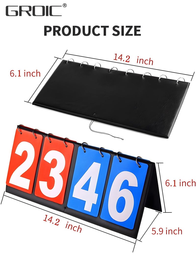 Flip Scoreboard Tabletop Score Flipper, Football Portable Scoreboard, Flip Score Keeper, Outdoor Score Flip Cards for Basketball Volleyball Tennis Sports,Flip Scoreboard Score Keeper