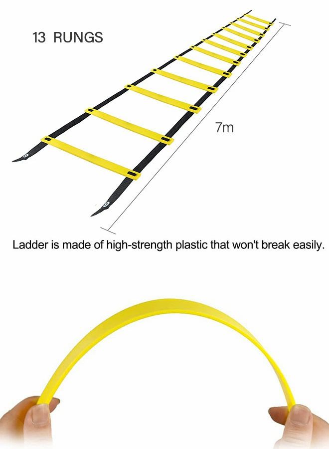 13 Rung 7M Length Agility Ladder Speed Ladder Training Ladder for Training,Speed,Balance,Fitness Feet Training Carry Bag Agility Training Equipment