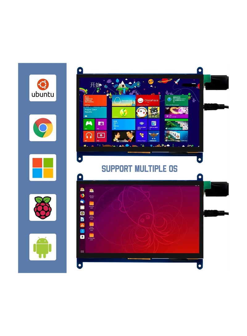 7 Inch HDMI Touch Screen Monitor Portable 1024x600 IPS Display for Raspberry Pi Windows 10 Compatible