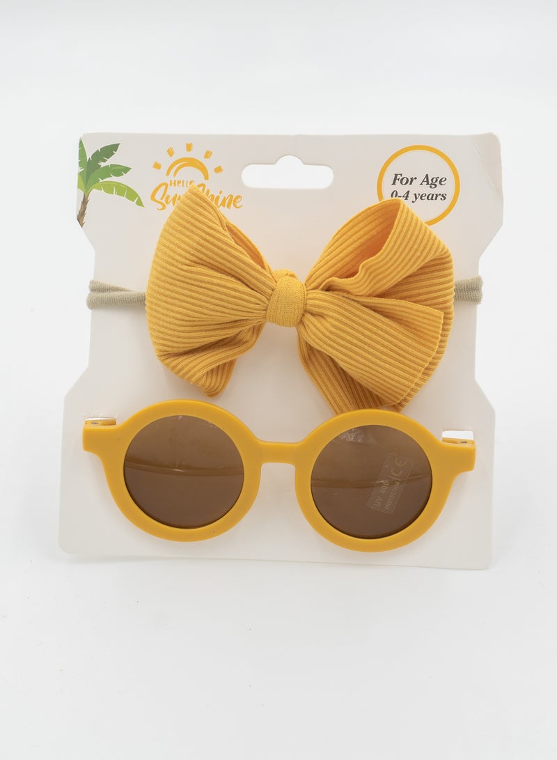 Glasses and Headband Set For Babies and Girls Yellow Colour