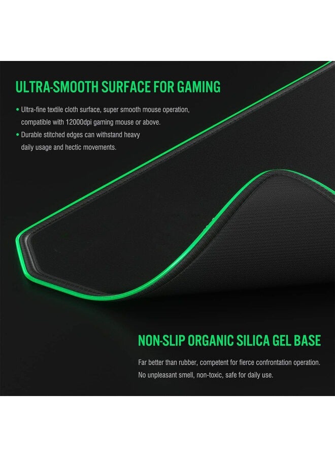 Wireless Charging RGB Gaming Mouse Pad, 32x12 Inches, 18W Charger, 7 LED Light Modes, Black