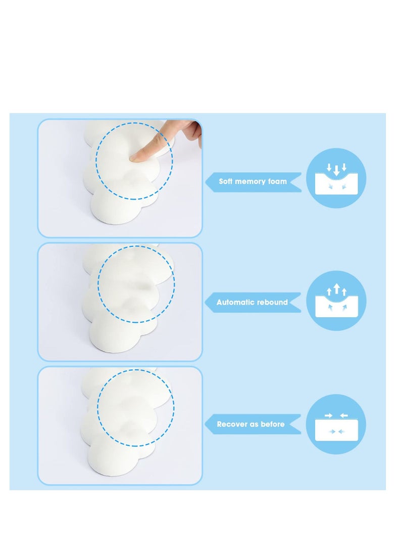 Cloud Mouse Pad Wrist Support Keyboard Wrist Rest Set with Ergonomic Memory Foam,Non-Slip Base,Cloud Coasters for Home,Office,Laptop,Desktop Computer,Easy Typing Pain Relief- White