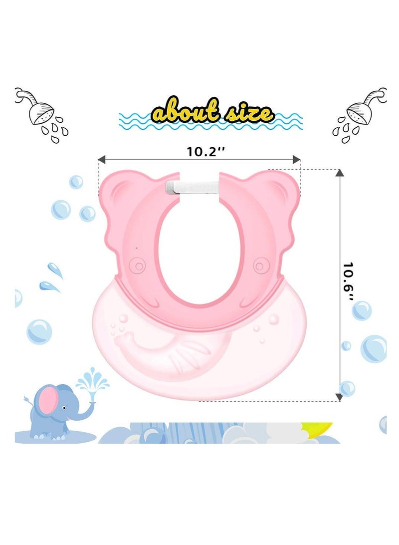 Baby Shower Cap, Baby Bath Visor Adjustable Hair Washing Aids for Kids Adult Shampoo Shield Pink for Girls Toddler Shower Hat Silicone Large Waterproof