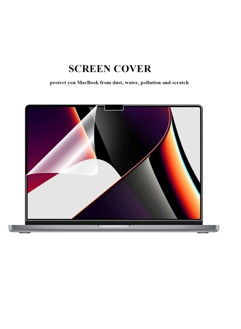 Compatible for MacBook Pro 14 inch Case 2024 2023 2022 2021 Release M3 M2 M1 A2918 A2992 A2779 A2442 Pro Max Chip Laptop Plastic Hard Shell with Keyboard Cover Screen Protector Crystal Clear