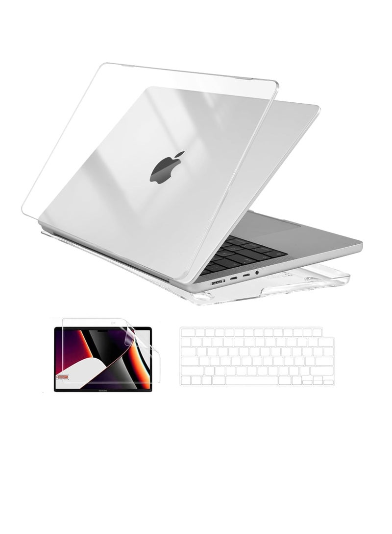 Compatible for MacBook Pro 14 inch Case 2024 2023 2022 2021 Release M3 M2 M1 A2918 A2992 A2779 A2442 Pro Max Chip Laptop Plastic Hard Shell with Keyboard Cover Screen Protector Crystal Clear