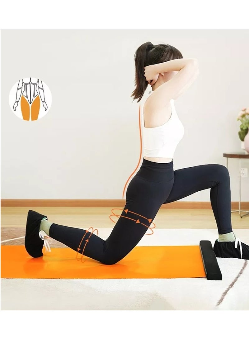 Yoga Fitness Slide Board Sliding Mat with End Stops Multifunctional Sliding Mat Quiet Sports Slide Mat for Body Shaping Workout Board for Fitness with Shoe Booties(Orange)