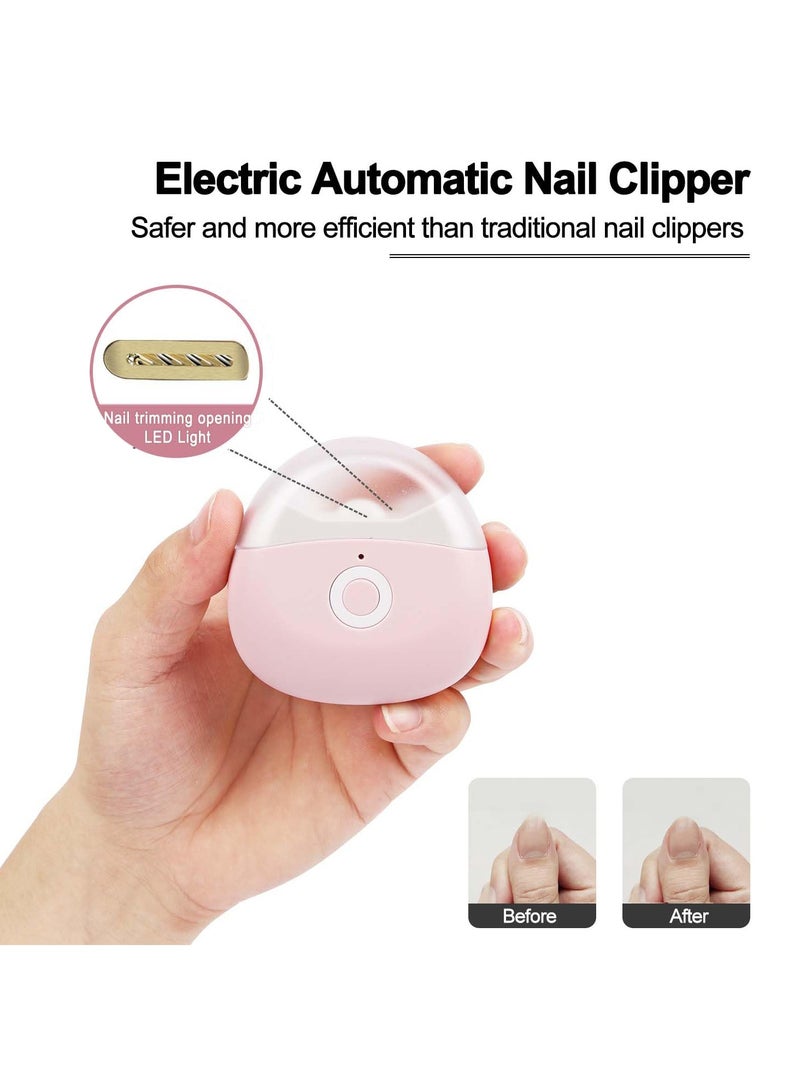 USB Rechargeable Automatic Electric Nail Clipper with LED Light and Dual Speed for Safe Nail Trimming for Babies, Kids, Seniors and Adults