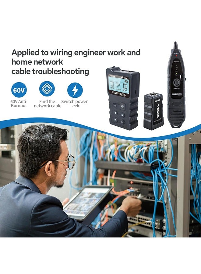 NOYAFA Advanced Network Cable Tester With PoE& NCV & Lamp For CAT5e/CAT6/CAT6a, Multifunction Wire Tracker Cable Tester For Tracker Underground Telephone Line Finder Home Repair