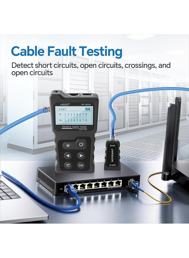 NOYAFA Advanced Network Cable Tester With PoE& NCV & Lamp For CAT5e/CAT6/CAT6a, Multifunction Wire Tracker Cable Tester For Tracker Underground Telephone Line Finder Home Repair