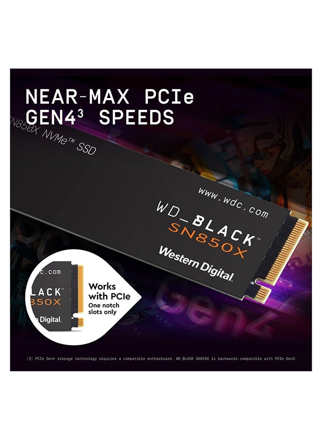 2 TB BLACK SN850X NVMe PCIe 4.0 Gaming Internal SSD, Up to 7300 MB/s Sequential Read & 6600 MB/s Write Speeds, M.2 2280, 1.75 Million Hours MTTF, 12000TB Endurance | WDS200T2X0E 2 TB