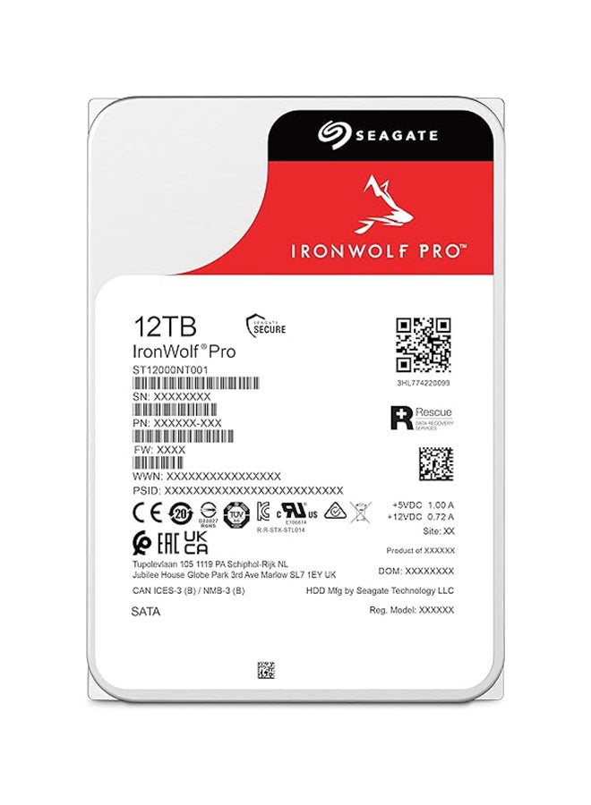 IronWolf Pro 12TB NAS Hard Drive, 7200 RPM 256MB Cache SATA 6.0Gb/s CMR 3.5