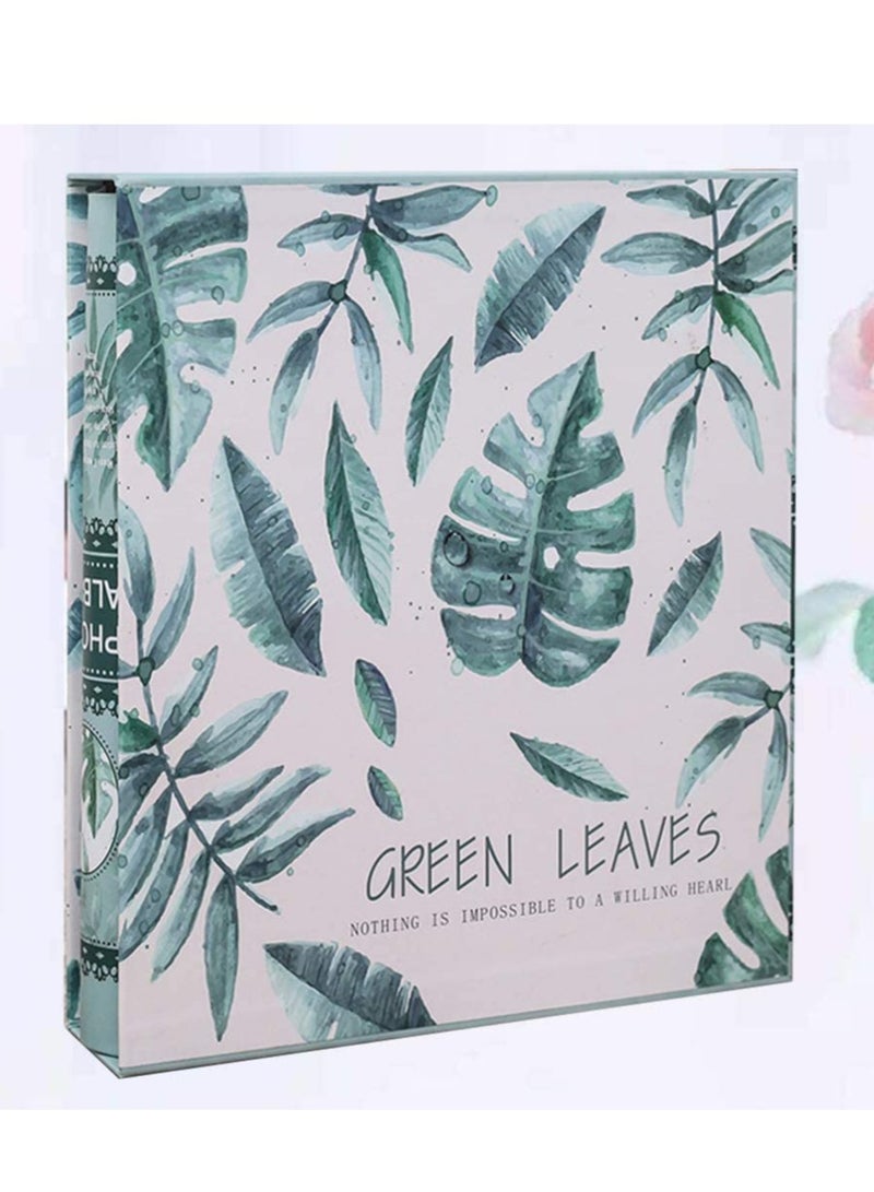 6 Inches Photo Album Green Leaves Wedding Family Albums Diy Holds 200 Horizontal