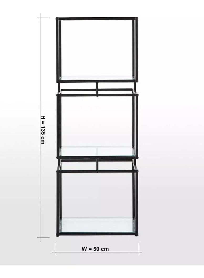 TOMSUN Modern Metal Bookshelf 4 Tier Tall Bookcase Storage Shelves Multipurpose Shelving Unit Ideal For Small Spaces and Various Rooms Stylish Storage and Display Solution