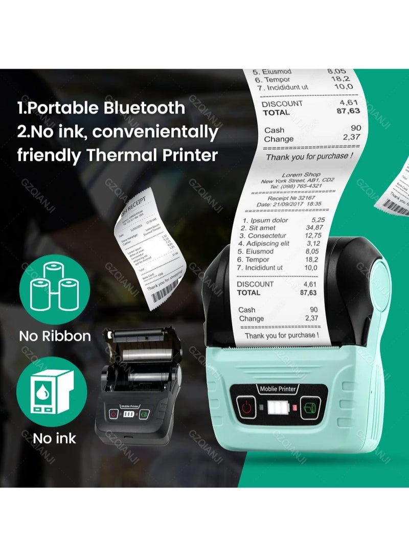 Smart Mini Portable Bluetooth Receipt Printer 58mm 2inch Wireless Thermal Printer Bill Maker Supermarkets Cash Ticket Machine PC