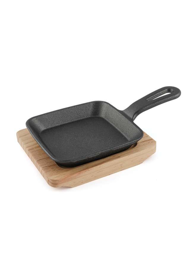 Cast Iron Sizzling with Base 12 cm ,Black,Brown