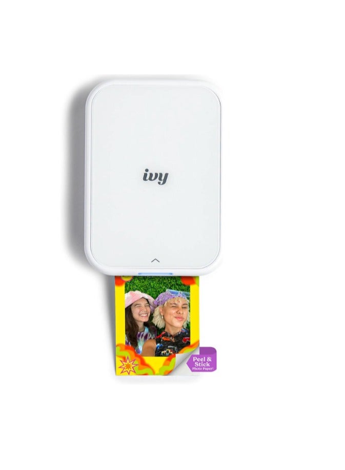 2 Mini Photo Printer, Print From Compatible iOS & Android Devices, Sticky-Back Prints, Pure White IVY