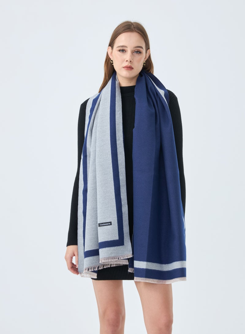 Wool Reversible Scarf Line on Border