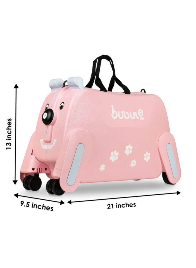 Cute Kids Trolley Bag Dog Shape Kid Toy Travel Luggage 1-8 age (rose pink)