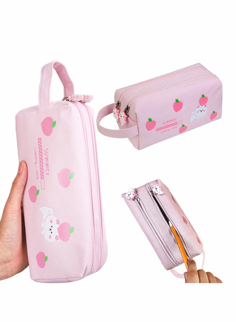 Kawaii Cat Pencil Case Large Capacity Pink Organizer for Girls Cute Zipper Pencil Pouch School Office Supplies1 Piece