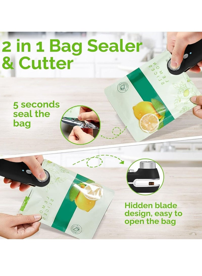 Mini Chip Bag Sealer, 2 in 1 Bag Sealer Heat Seal with Cutter, Portable Small Kitchen Gadgets for Plastic Bags, Snack Bags, Food Storage