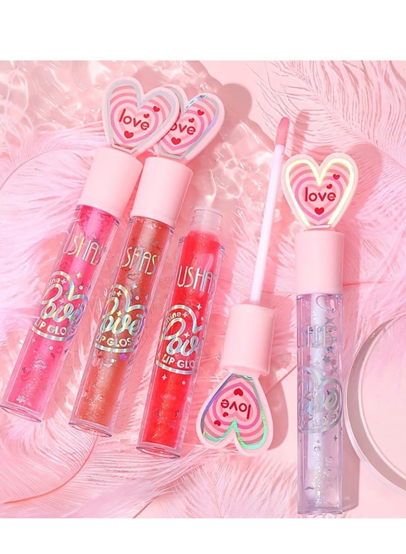 6 Colors Hydrating Glitter Lip Gloss Set, Plumping Oil, Moisturizing Shimmer Glow Long Lasting Liquid Lipstick Crystal Jelly for Girls and Women Plumper Tint Makeup