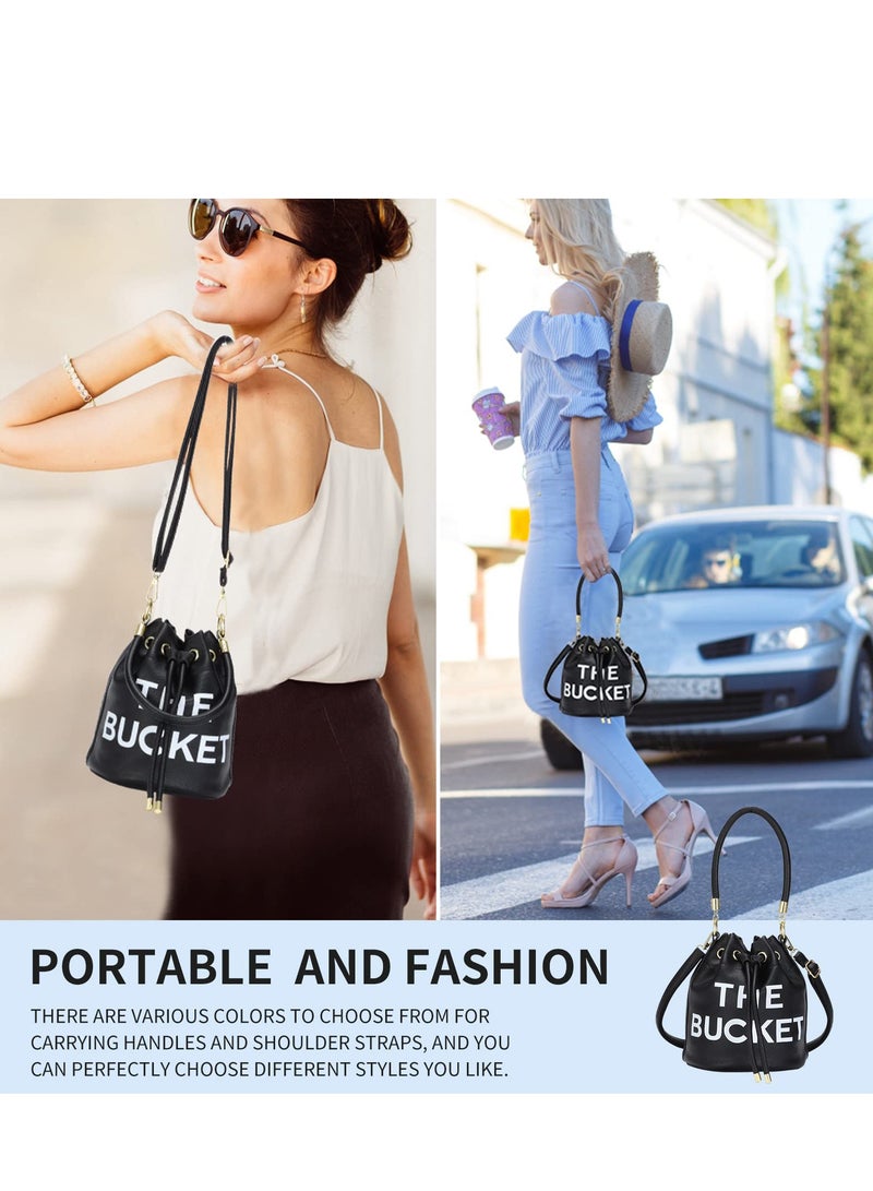 Stylish Mini Leather Bucket Bag for Women, Versatile Drawstring Crossbody Handbag for Travel and Shopping