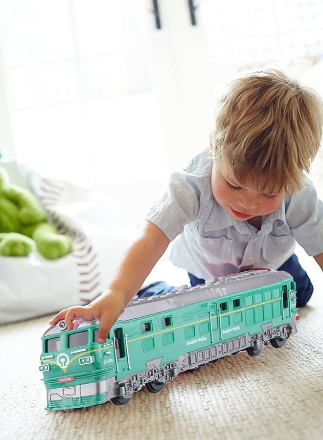 Classic Green Train Toys with Sound & Light, Inertial Driving, Early Education Toys, Birthday Gifts For Kids