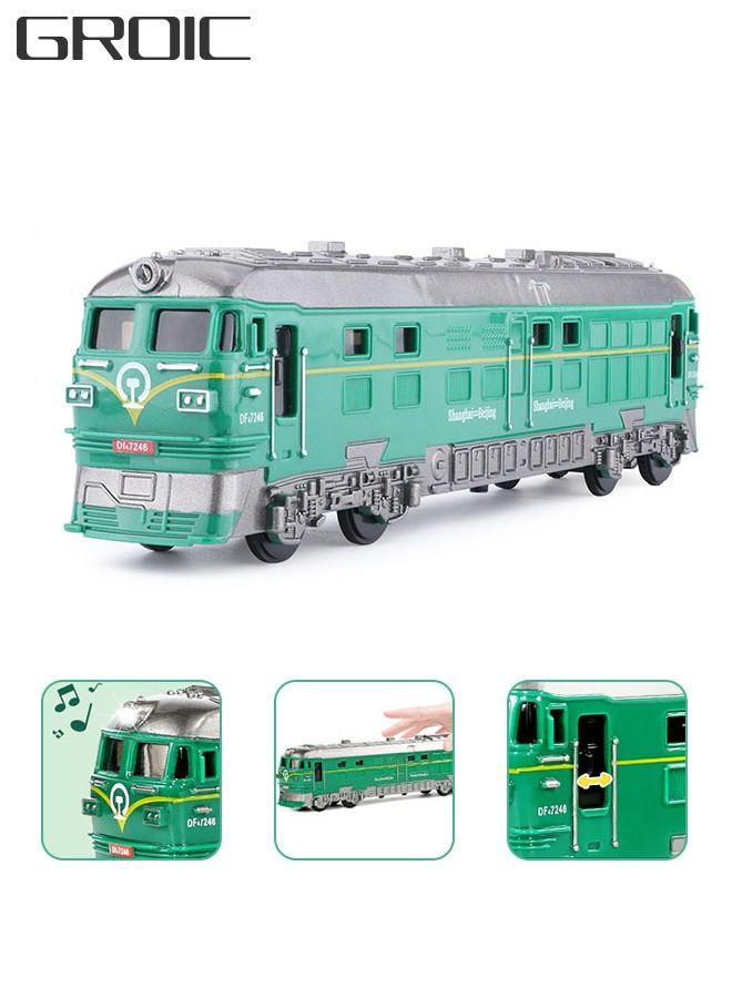 Classic Green Train Toys with Sound & Light, Inertial Driving, Early Education Toys, Birthday Gifts For Kids