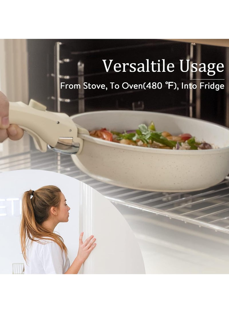 Nonstick Cookware Sets, Detachable Non Stick Pots and Pans Set, Cooking Sets, Medical Stone Non Stick Cookware, Suitable for All Stoves, Dishwasher/Oven Safe