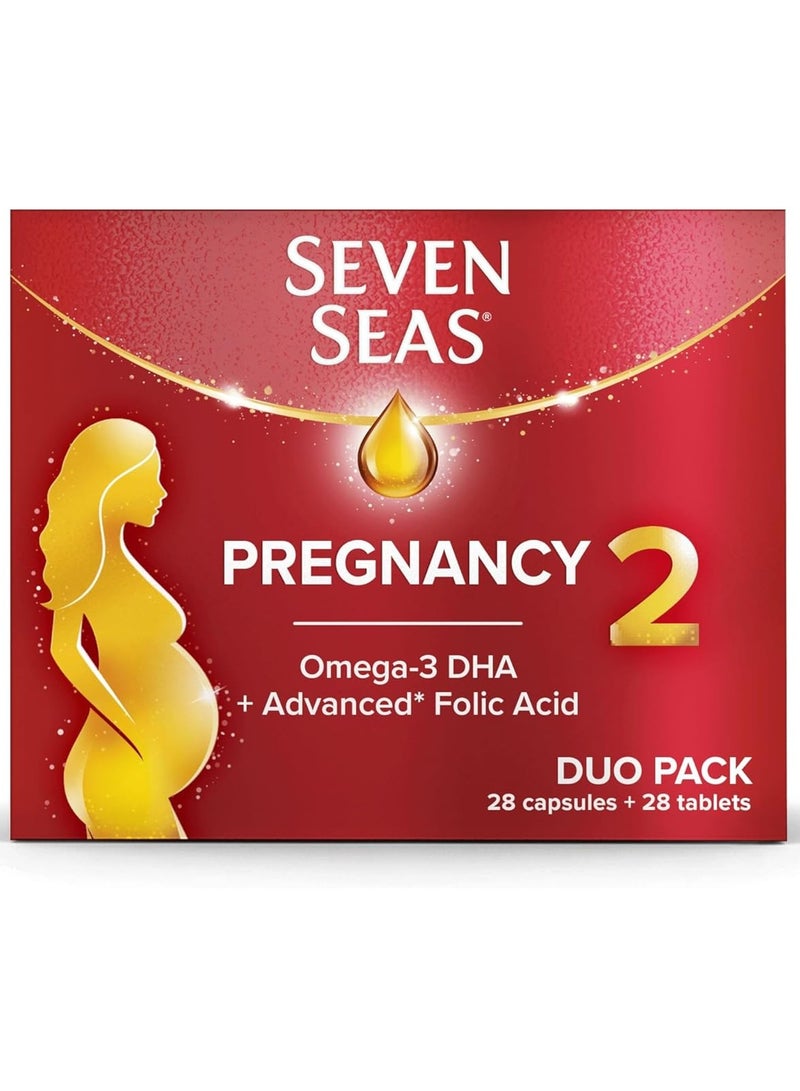 Seven Seas Pregnancy Vitamins with Omega-3 DHA and  Folic Acid, Iron, Vitamins B6 and B12, 28 Capsules + 28 Tablets