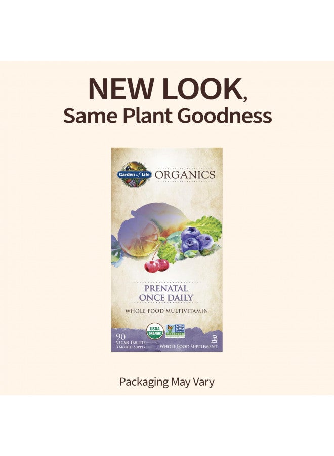 Garden of Life Prenatal Vitamin: Folate for Energy & Healthy Fetal Development, Non-constipating Iron, Vitamin C, B6, B12, D3 mykind Organics Organic, Non-GMO, Gluten-Free, Vegan, 90 Day Supply