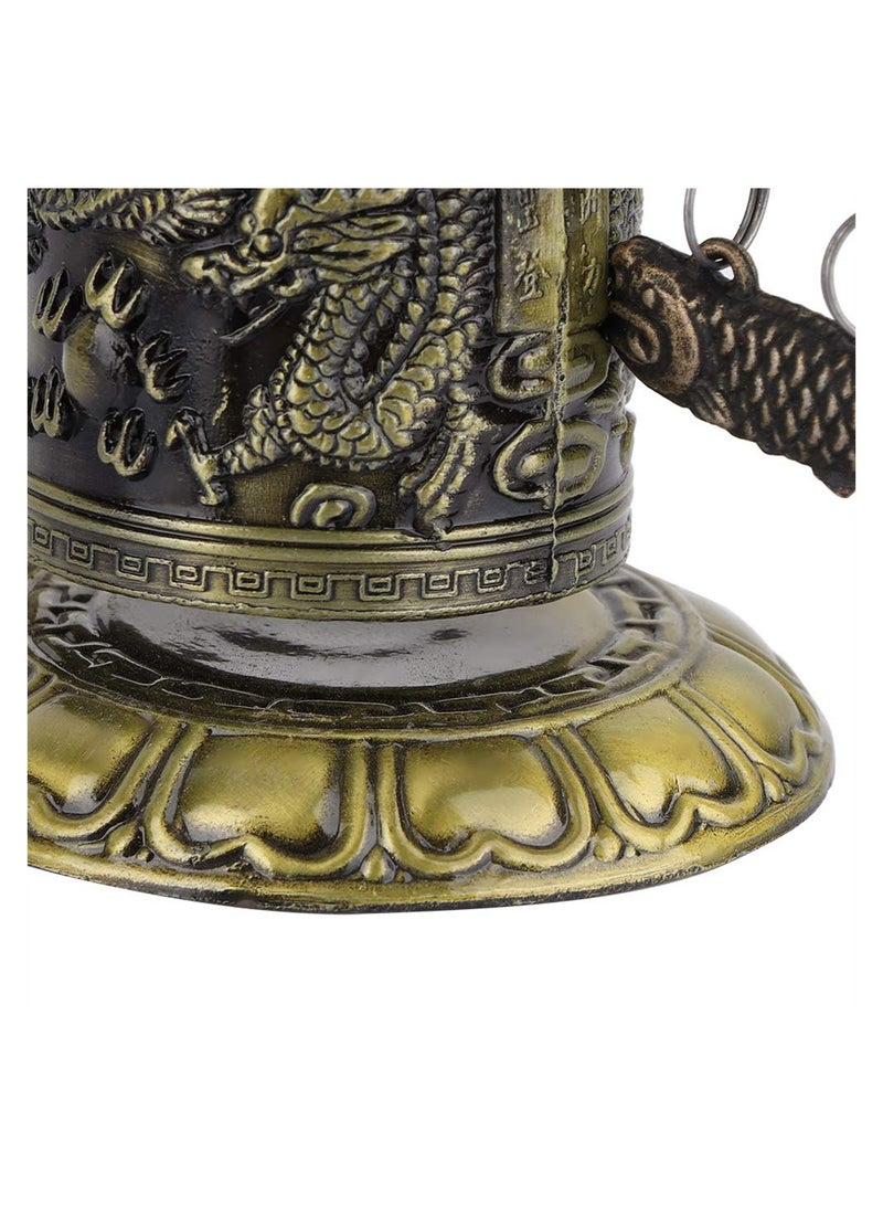 Vintage Dragon Bell Bronze Carved Tibetan Buddhist Bell Good Luck Feng Shui Ornament for Home Indoor Outdoor Decor