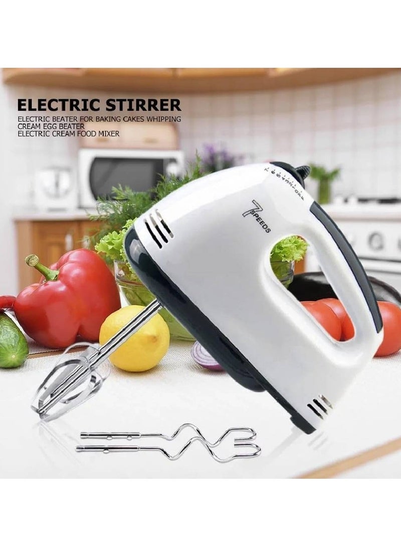 Hand Mixer 2 beaters and 2 dough hooks Professional Electric Handheld Cake Mixer for Baking 7 Speed Function Beater Whisk Kneaders for Kitchen Baking Cooking