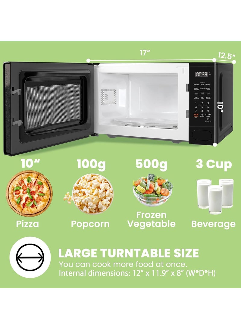 Countertop Microwave Oven 0.7 cu.ft Small Microwave with 11 power levels Turntable Reset Function Speedy Cooking Weight Time Defrost Memory function Children Lock