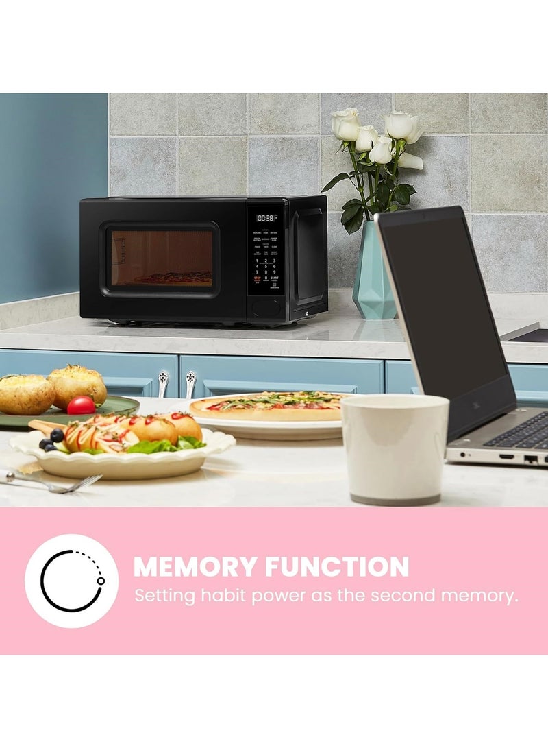 Countertop Microwave Oven 0.7 cu.ft Small Microwave with 11 power levels Turntable Reset Function Speedy Cooking Weight Time Defrost Memory function Children Lock