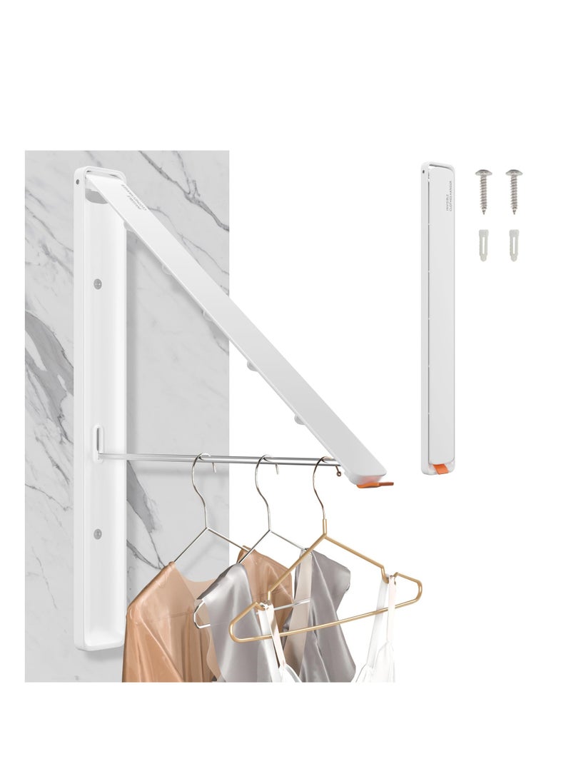 Clothes Drying Rack Wall Mounted, Retractable & Foldable Clothes Hanger for Laundry Room Organization and Storage, Space Saving, for Dorm, Closet, Balcony, Laundry Room(1P, Metal, White)