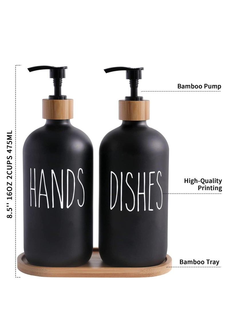 2PC Soap Dispenser Set, Contains Glass Hand Soap Dispenser and Glass Dish Soap Dispenser. Kitchen Soap Dispenser Set Suitable for Farmhouse Kitchen Decor, Rustic Kitchen Decor