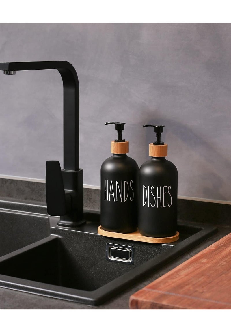 2PC Soap Dispenser Set, Contains Glass Hand Soap Dispenser and Glass Dish Soap Dispenser. Kitchen Soap Dispenser Set Suitable for Farmhouse Kitchen Decor, Rustic Kitchen Decor