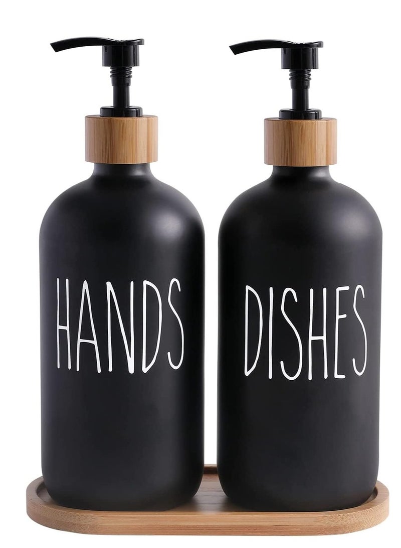 2PC Soap Dispenser Set, Contains Glass Hand Soap Dispenser and Glass Dish Soap Dispenser. Kitchen Soap Dispenser Set Suitable for Farmhouse Kitchen Decor, Rustic Kitchen Decor