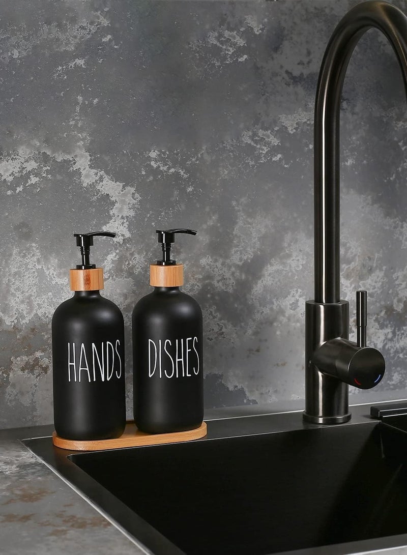 2PC Soap Dispenser Set, Contains Glass Hand Soap Dispenser and Glass Dish Soap Dispenser. Kitchen Soap Dispenser Set Suitable for Farmhouse Kitchen Decor, Rustic Kitchen Decor