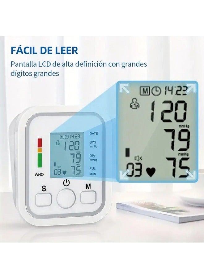 Upper Arm Electronic Blood Pressure Monitor – Medical-Grade Accuracy, Home Use, English Voice Guidance, Automatic Detection, Type-C Power Cable