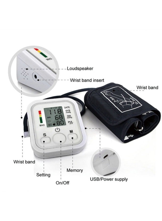 Upper Arm Electronic Blood Pressure Monitor – Medical-Grade Accuracy, Home Use, English Voice Guidance, Automatic Detection, Type-C Power Cable