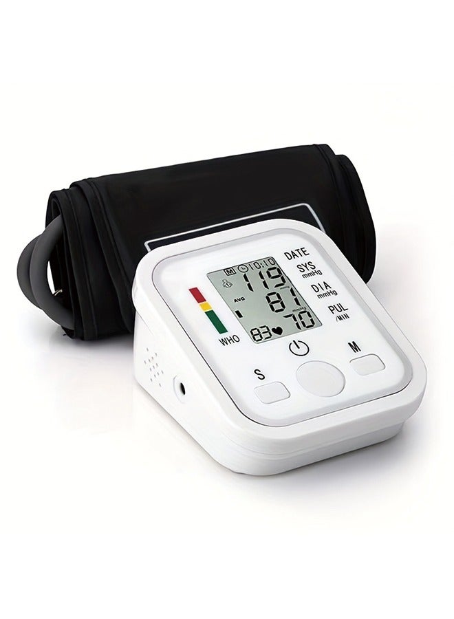 Upper Arm Electronic Blood Pressure Monitor – Medical-Grade Accuracy, Home Use, English Voice Guidance, Automatic Detection, Type-C Power Cable