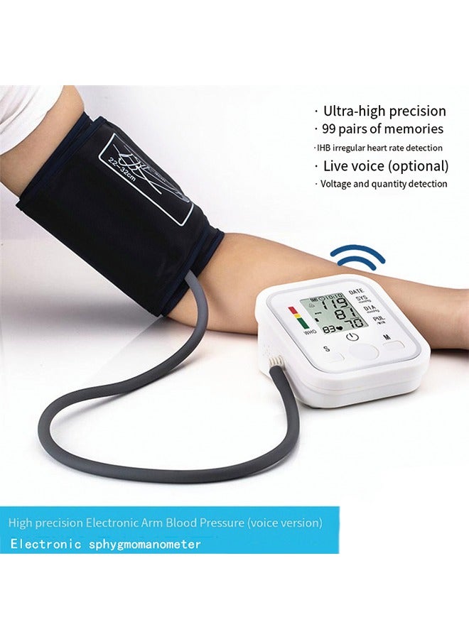 Upper Arm Electronic Blood Pressure Monitor – Medical-Grade Accuracy, Home Use, English Voice Guidance, Automatic Detection, Type-C Power Cable