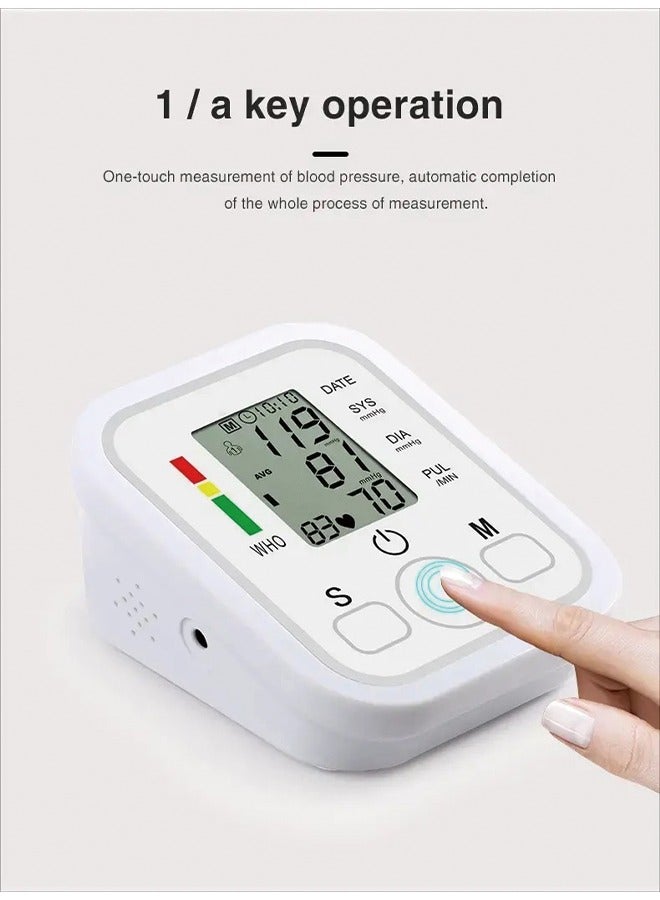 Upper Arm Electronic Blood Pressure Monitor – Medical-Grade Accuracy, Home Use, English Voice Guidance, Automatic Detection, Type-C Power Cable