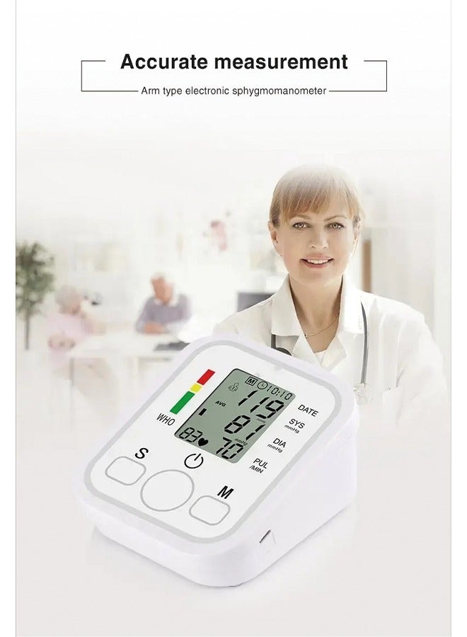 Upper Arm Electronic Blood Pressure Monitor – Medical-Grade Accuracy, Home Use, English Voice Guidance, Automatic Detection, Type-C Power Cable