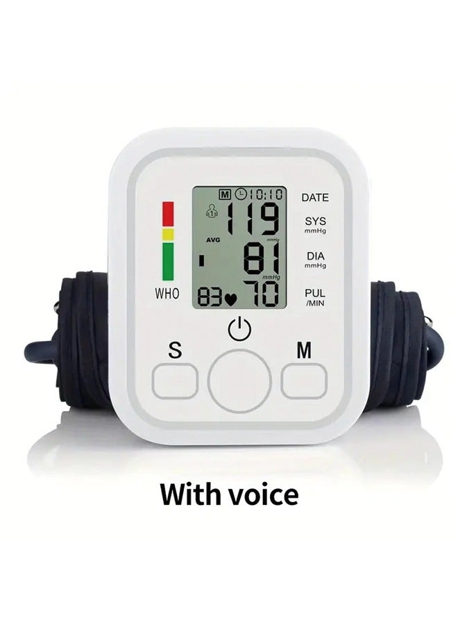 Upper Arm Electronic Blood Pressure Monitor – Medical-Grade Accuracy, Home Use, English Voice Guidance, Automatic Detection, Type-C Power Cable